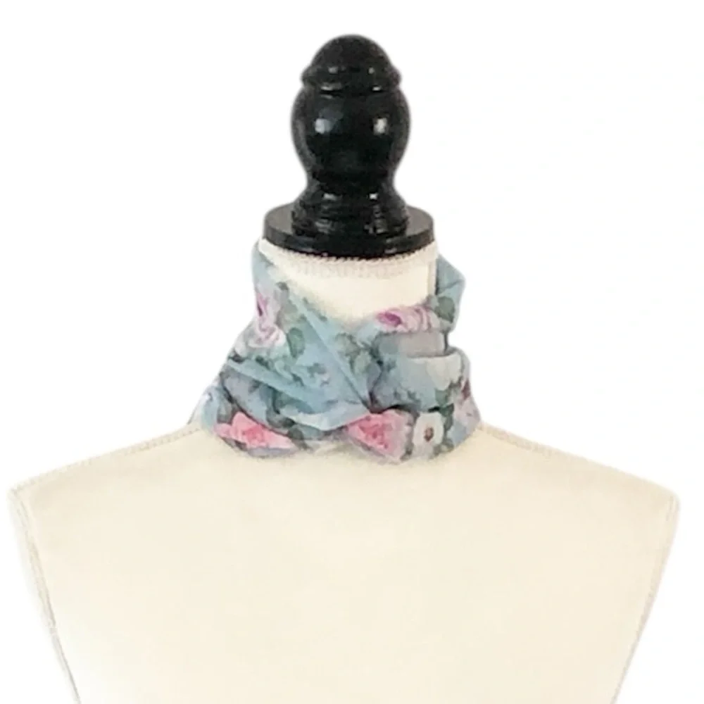 $15 or 2/$20 Vintage Pastel Blue Sheer Floral Oblong Scarf